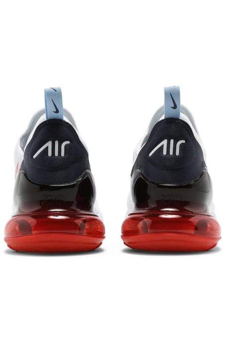 Nike Air Max 270 Turnschuhe, Weiß/Chile Rot-Midnight Navy - Image 5
