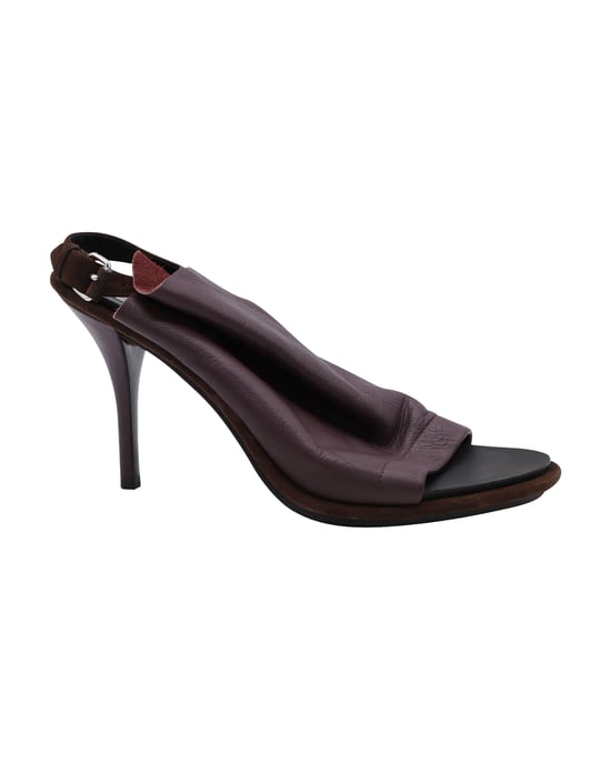Balenciaga Offene Zehen Slingback-Mules aus bordeauxrotem Leder - Image 1