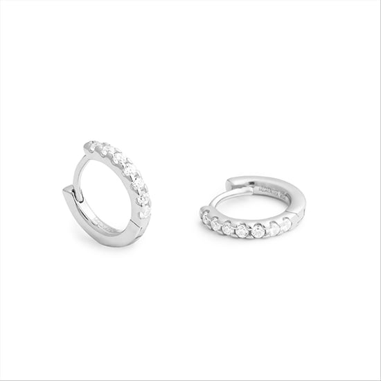 Luxenter Creolenring, 925er Sterlingsilber und rhodinierte, glänzende Zirkoniasteine - Image 3