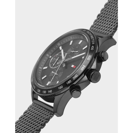 Montre Miles Chronograph Bracelet maille Tommy Hilfiger Pour Accessoires en Noir - Image 4