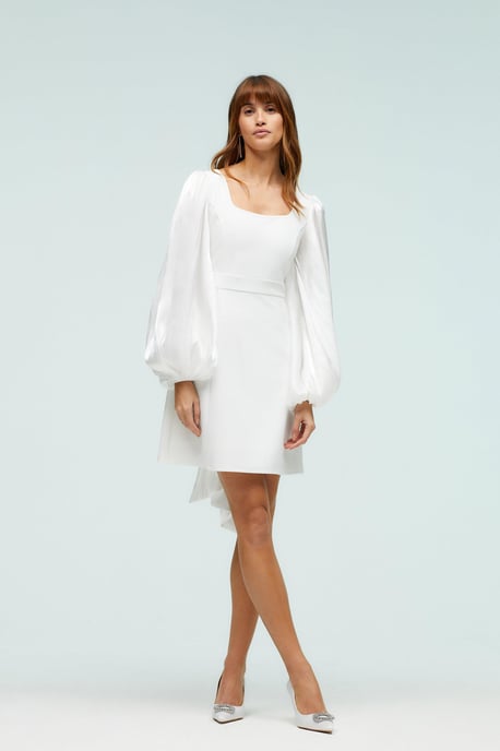 Glossy Organza Sleeve And Statement Bow Back Mini Dress