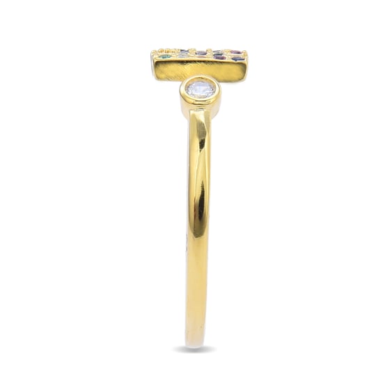 Luxenter Ring aus 925er Sterlingsilber mit mehrfarbigen Zirkonen in 18K Gelbgold - Alphabet - Image 2