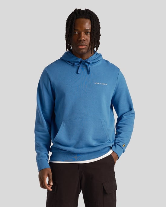 Bestickter Loopback-Kapuzenpullover für Herren in Blau - Image 1