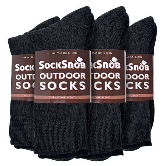 Socke Snob - 12 Paar Herren Wolle Boot Socken für Wandern - schwarz - Image 2