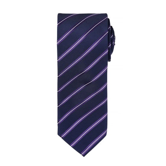 Premier Mens Sports Streifendesign Formal Work Krawatte (Navy/ Lila) - Image 1