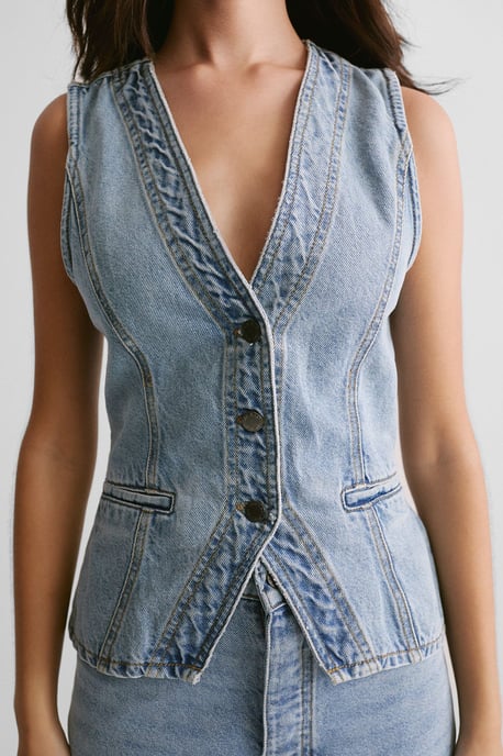 The Longline Denim Waistcoat - Image 2