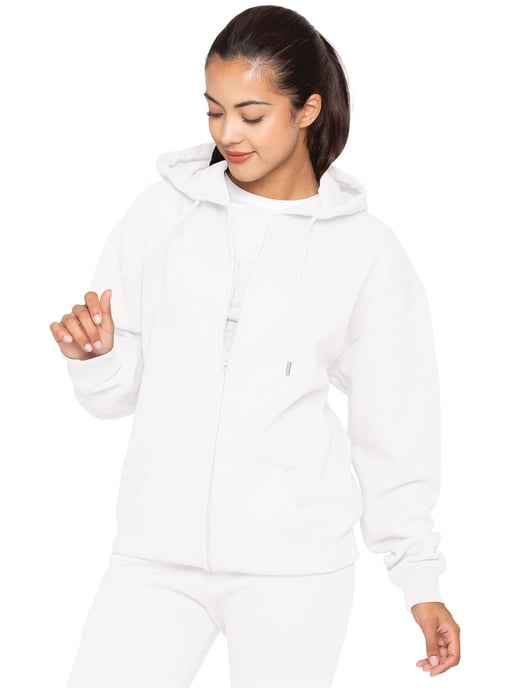 Enzo | Womens Oversized Zip Hoodie - Off White - Image 2
