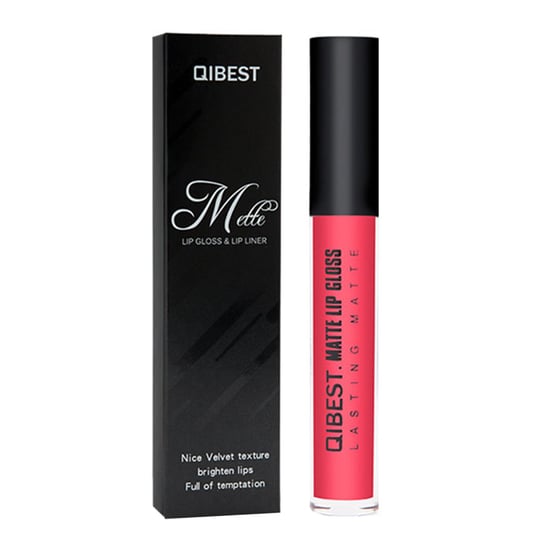 Aquarius Qibest Double Pack Matt Liquid Lip Gloss and Lip Pencil Liner Kit, Bright Pink