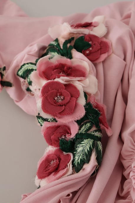 Dolce & Gabbana Rosa Blumenverziertes Ein-Schulter Damenkleid - Image 6