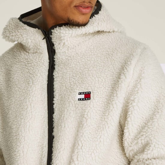 Men's Tommy Hilfiger Regular Badge Teddy Cardigan in Cream