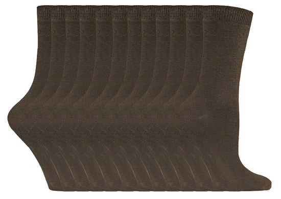 Einfarbige Damensocken mit hohem Baumwollanteil | 12 Paar Multipack | Socken-Snob | Dünne, bequeme, farbenfrohe Crew-Söckchen für Damen in Hellbraun - Image 1