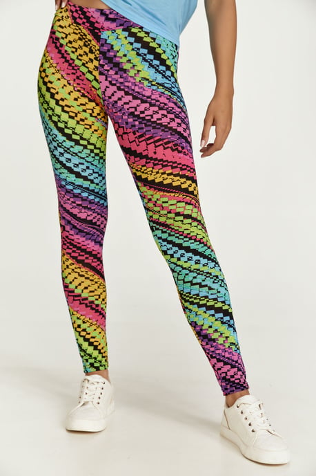 Fliederfarbene Leggings mit mehrfarbigem Druck - Image 6