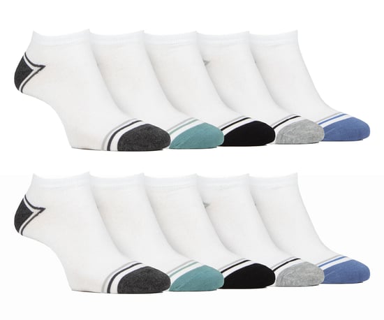 10 Paar Herren Bambus-Trainersocken | Farah | Gestreifte gepolsterte Knöchelsocken - Weiß - Image 1