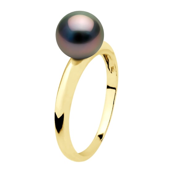 Armreif-Ring, echte Tahiti-Zuchtperle, rund, 7,5–8 mm – Gelbgold - Image 1
