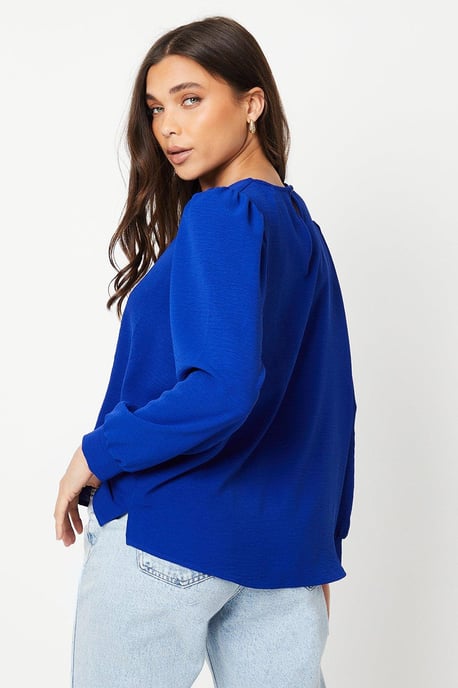Petite Trim Overhead Short Sleeve Blouse