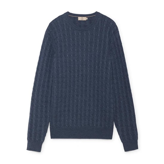 Men's Hackett, Mayfair Cable Crew Sweater in Dark Denim