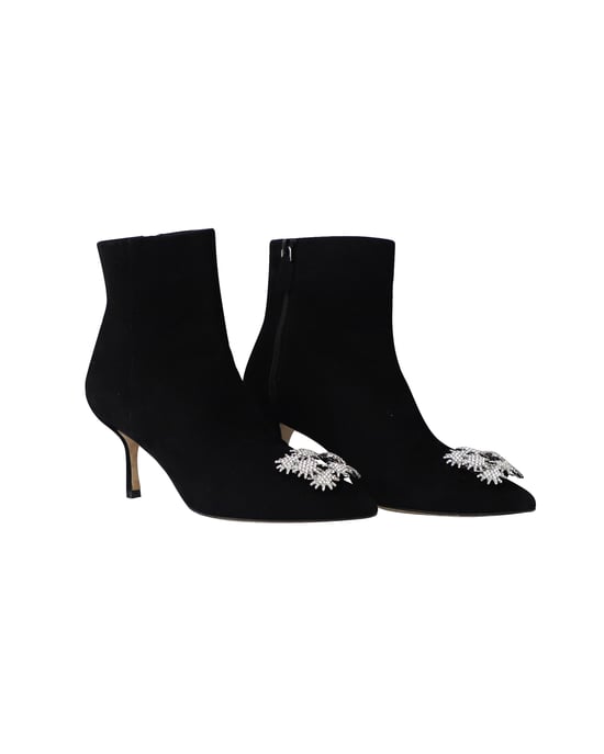 Stuart Weitzman Kristall-Schnallen-Kera Stiefeletten aus schwarzem Wildleder - Image 3