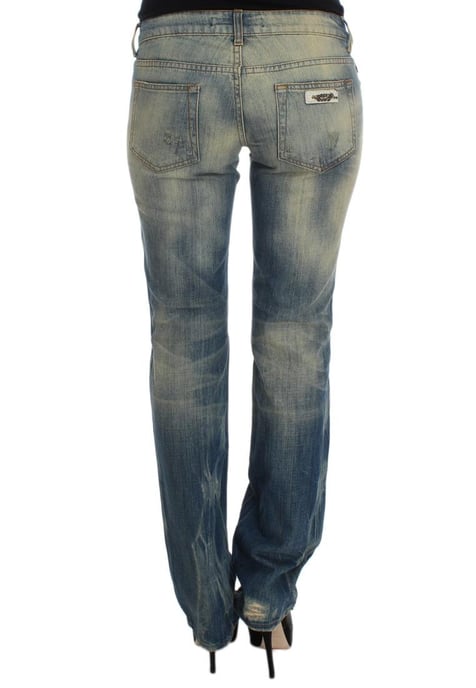 Cavalli Damen Blue Wash Baumwoll Slim Fit Bootcut Jeans - Image 3
