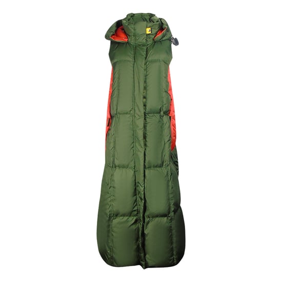 Parajumpers Lory Green Long Hooded Vest Down Jacket