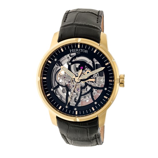 Heritor Automatische Ryder Skelettuhr mit Lederarmband - Image 1