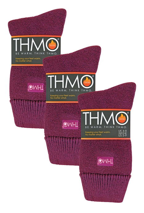 THMO - 3 Paar mit Fleece gefütterte, atmungsaktive Damen-Slipper-Socken - Deep Fuchsia - Image 2