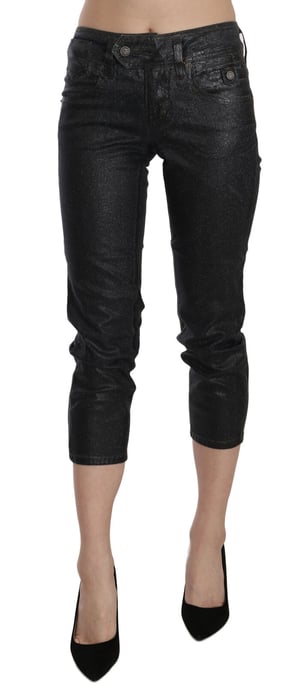 John Galliano Frauen Schwarze Gewaschene Mittelhohe Slim Leg Kurze Jeanshosen - Image 1