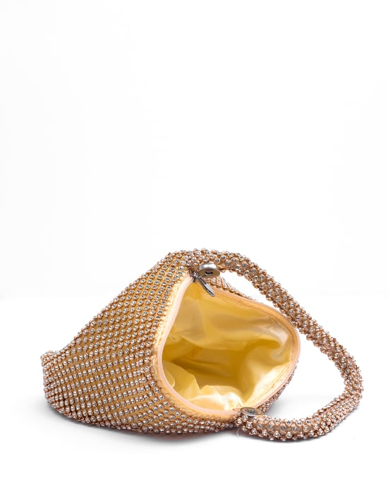 Where's That From Womens Diamante Mini Chainmail Pouch Bag In Rose Gold