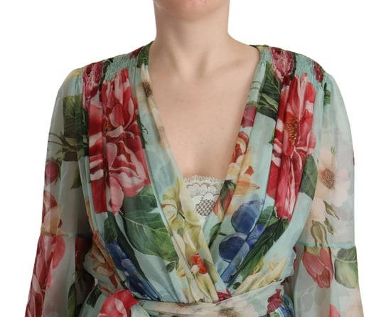 Dolce & Gabbana Damen Multicolor Grünes Seidenwickelkleid - Image 4