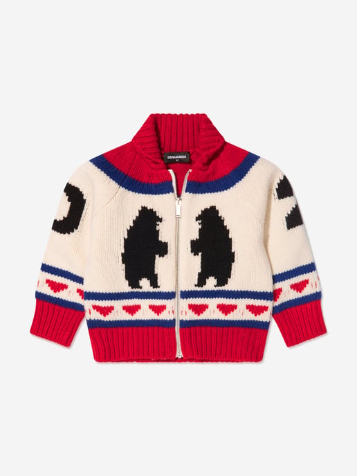 Dsquared2 Kids Wool Knitted Zip Up Jumper