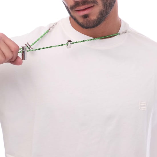 Baumwoll-Rundhals-T-Shirt mit abnehmbarer Halskette in Weiß - Image 3