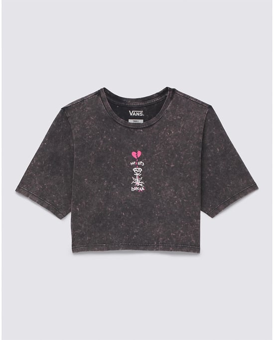 VANS Damen Heartbreaker Crew Crop T-Shirt in Schwarz - Image 1