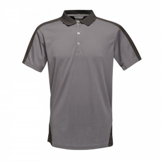 Regatta Mens Contrast Coolweave Polo Shirt (Seal Grey/Black)