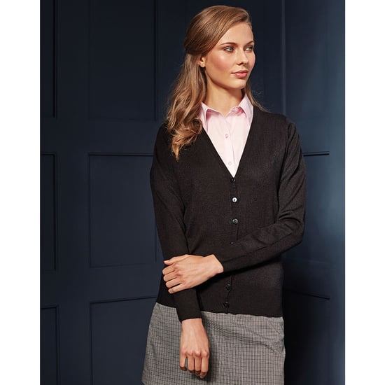 Premier Womens/Ladies Essential Acryl-Strickjacke (Schwarz) - Image 4