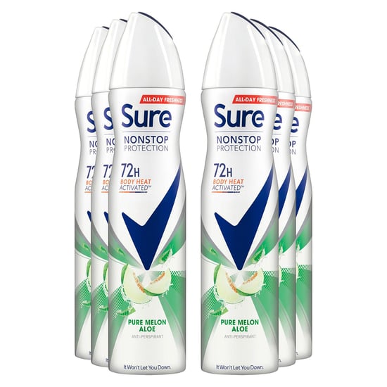 Sure Women Anti-perspirant 72H Nonstop Protection Pure Melon Aloe Deo, 6x250ml