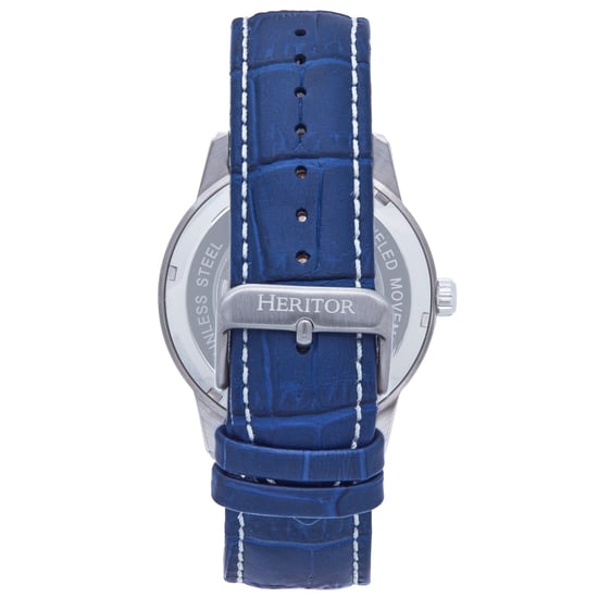 Heritor Automatic Davies Semi-Skeleton Leather-Band Watch