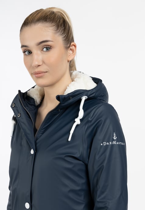 Dreimaster Regenjacke mit Teddyfutter Damen Marine - Image 3