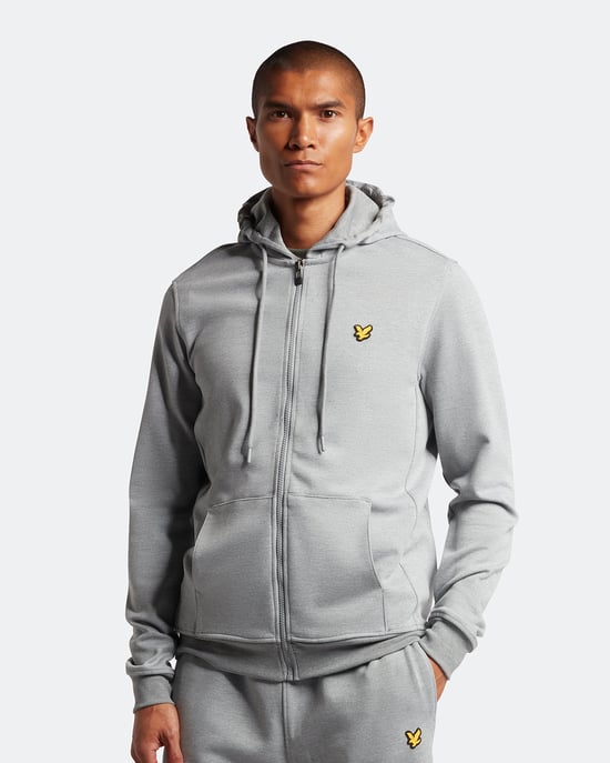 Lyle & Scott Sports Fleece-Kapuzenpullover mit Reißverschluss in Grau - Image 1