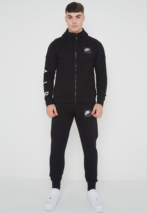 Nike Air Herren Zip durch Trainingsanzug Set Schwarz - Image 1