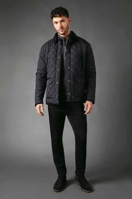 Cord Collar Diamond Quilted Jacket