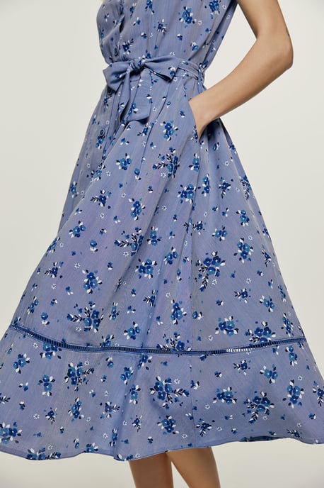 Indigoblaues Kleid mit Knopfleiste - Image 3