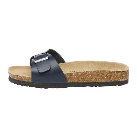 EVER AU Women Swan Leather Easy Slip-On Sandals - Navy Leather