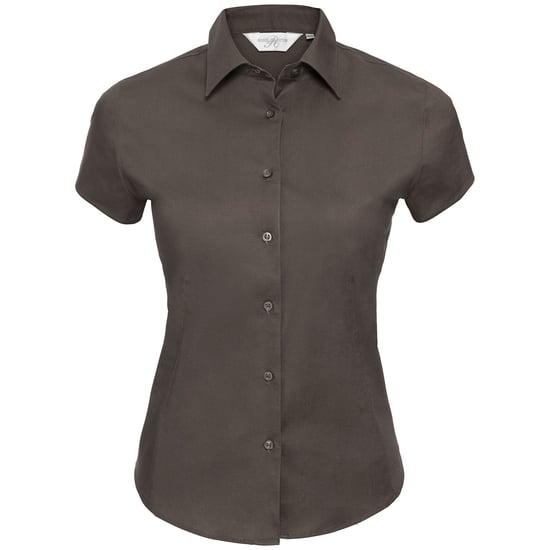Russell Collection - Hemd Pflegeleicht für Damen kurzärmlig (Schokolade) - Image 1