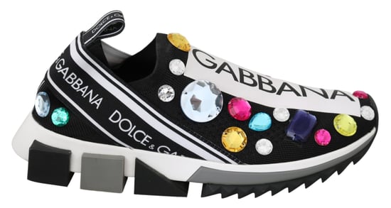 Dolce & Gabbana Frauen Schwarz Multicolor Crystal Sneakers Schuhe - Image 1