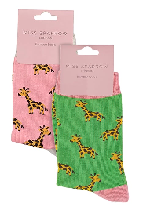 Miss Sparrow - 2er-Pack Mädchen Bambus Tier gemusterte Socken - Giraffen - Image 2