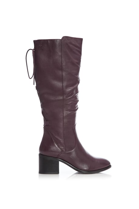'Gloriia' Burgundy Leather Knee High Boots