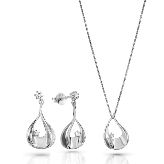 Orphelia 'Etoile' Women's 925 Sterling Silver Set: Chain-Pendant + Earrings - Silver SET-7524