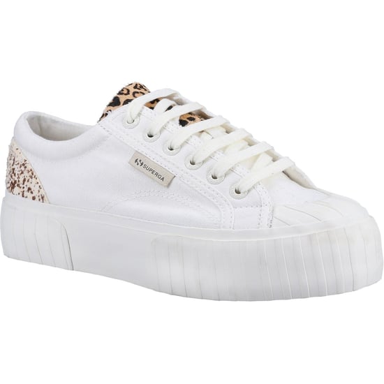 Superga 2631 Kalbshaar Details Leder Damen Weiß Avorio/Leopardenflecken Turnschuhe - Image 1