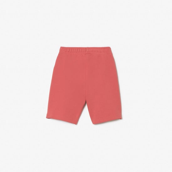 Boy's Lacoste Juniors Print Fleece Shorts in Red