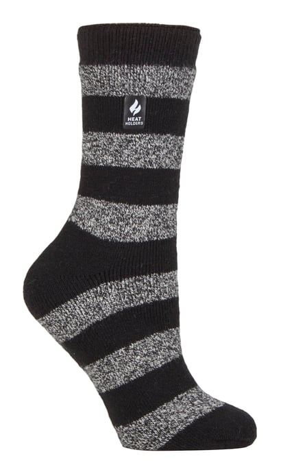 Heat Holders Lite - Isolierte Thermosocken für Damen | Mehrere Designs einschließlich Argyle Streifen Herzen Sterne | Warme Socken für Winter - Schwarz / Weiß (Bologna) - Image 1