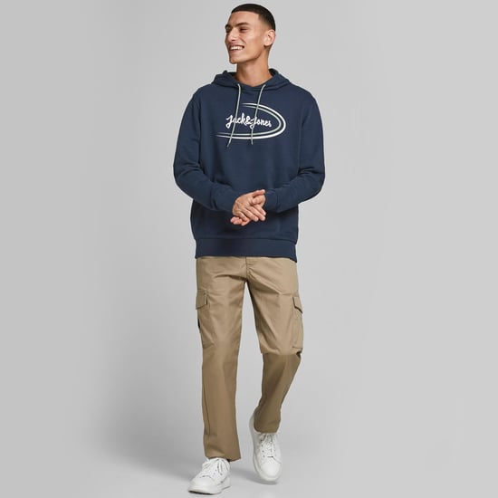 JACK&JONES Men's Logo printed pullover Sweat Hoodie, Organic cotton